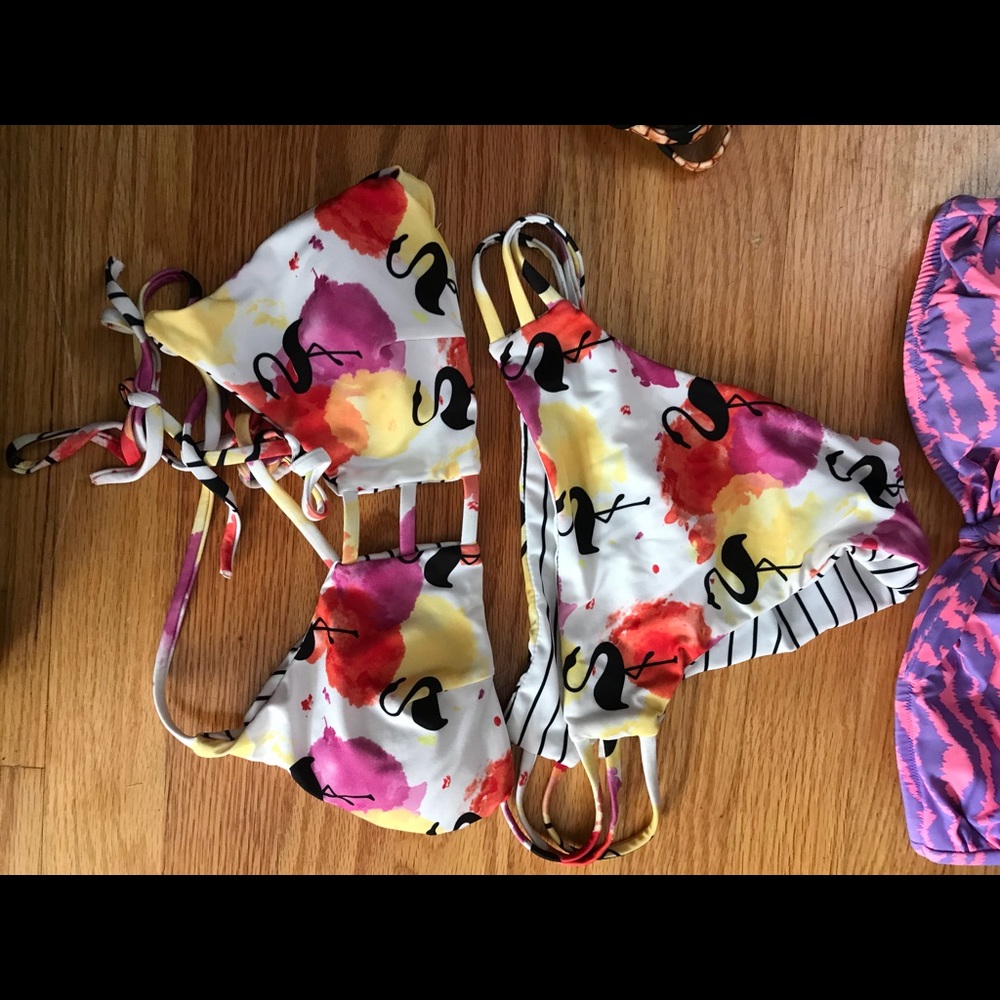 Flamingo reversible bathing suit